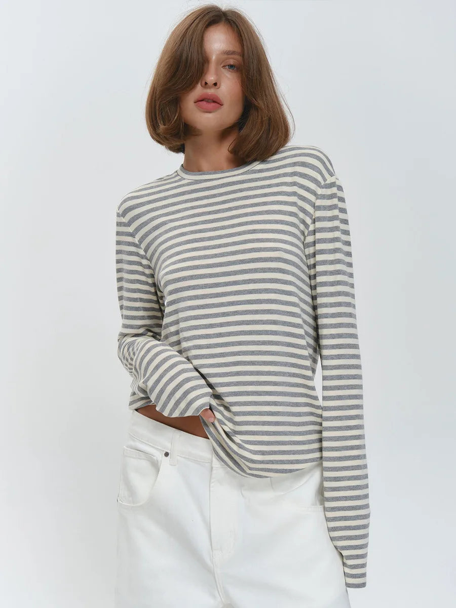 חולצת בייסיק ארוכה פסים - לוטן