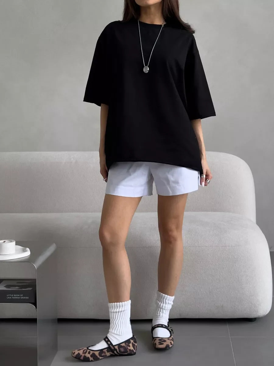 חולצת בייסיק קצרה אוברסייז - תמרה