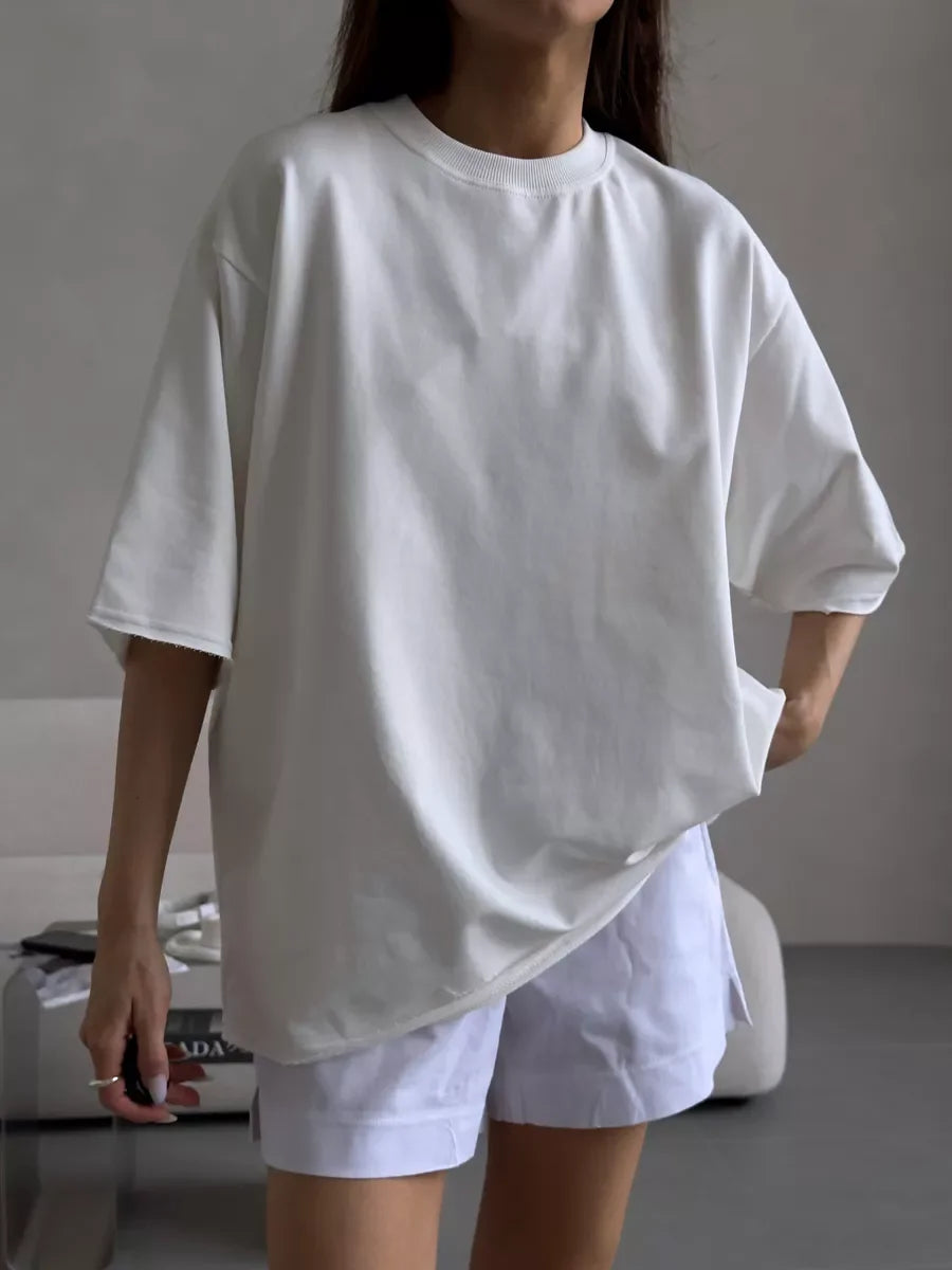 חולצת בייסיק קצרה אוברסייז - תמרה