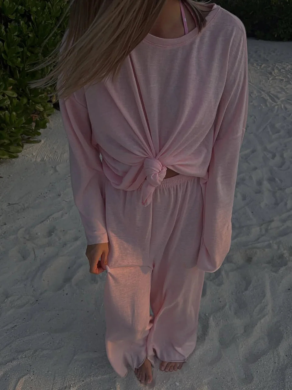 חולצת בייסיק ארוכה דמוי פשתן - נועם