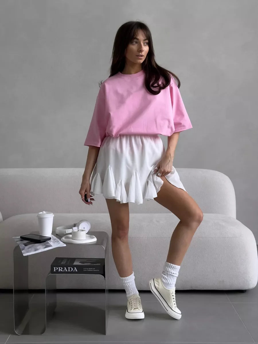 חולצת בייסיק קצרה אוברסייז - תמרה